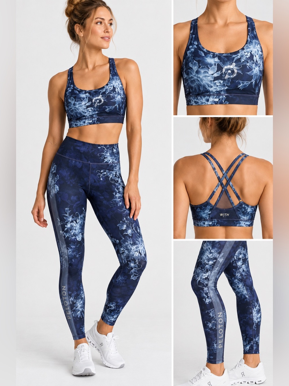 Peloton x WITH Wear It To Heart Floral Sports Bra Leggings Set M